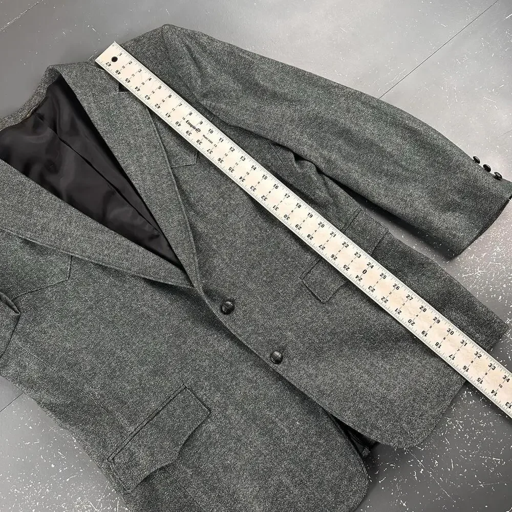 VTG Pagano West Western Blazer Mens 50L Black Wool Chambray Denim USA NWT - Picture 6 of 9